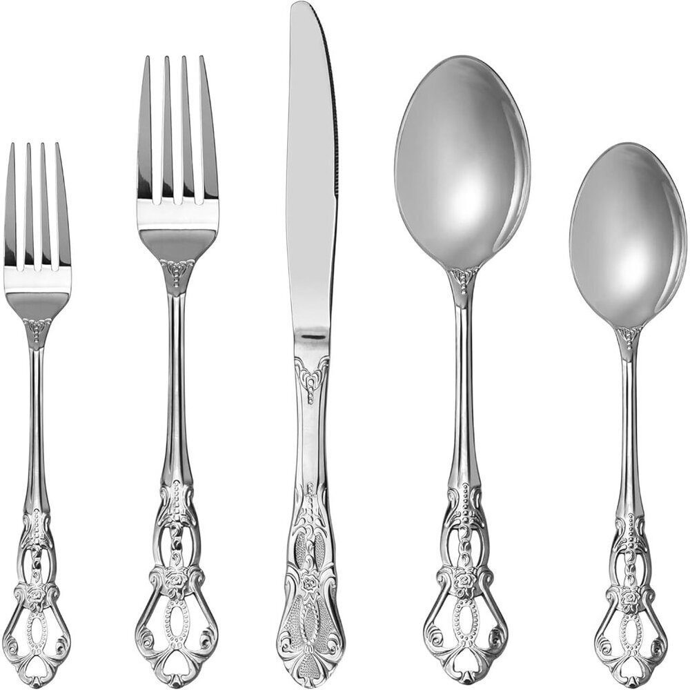 🆕 Gorgeous Retro Royal Stainless Steel 20 Pieces Flatware Set Anti-Rust Spoon